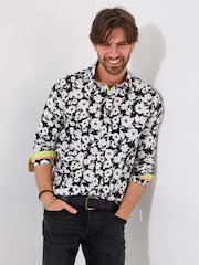 Joe Browns Black Floral Print Long Sleeve 100% Cotton Shirt - Image 1 of 5