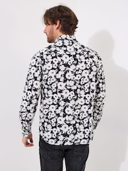 Joe Browns Black Floral Print Long Sleeve 100% Cotton Shirt - Image 2 of 5