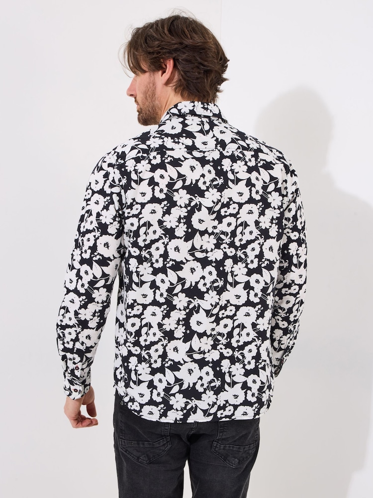Joe Browns Black Floral Print Long Sleeve 100% Cotton Shirt - Image 2 of 5