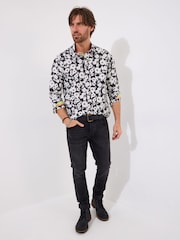 Joe Browns Black Floral Print Long Sleeve 100% Cotton Shirt - Image 3 of 5