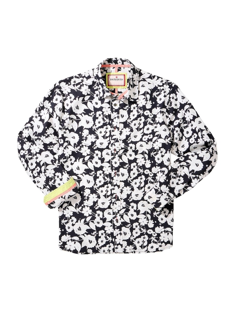 Joe Browns Black Floral Print Long Sleeve 100% Cotton Shirt - Image 5 of 5