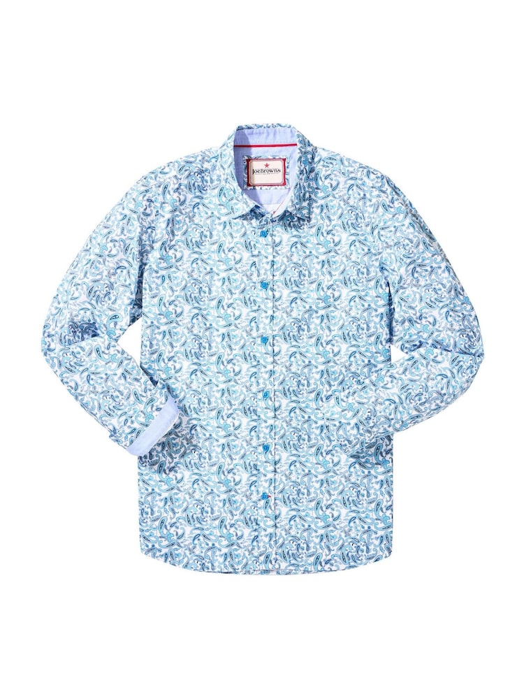 Joe Browns Blue Paisley Print Long Sleeve 100% Cotton Shirt - Image 5 of 5