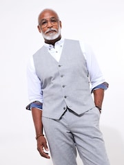 Joe Browns Grey Herringbone Linen Blend Waistcoat - Image 1 of 7