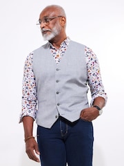 Joe Browns Grey Herringbone Linen Blend Waistcoat - Image 3 of 7