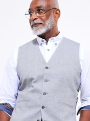 Joe Browns Grey Herringbone Linen Blend Waistcoat - Image 6 of 7