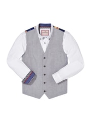 Joe Browns Grey Herringbone Linen Blend Waistcoat - Image 7 of 7