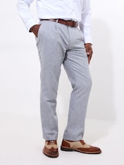 Joe Browns Grey Herringbone Linen Blend Suit Trousers - Image 1 of 5