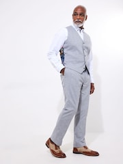 Joe Browns Grey Herringbone Linen Blend Suit Trousers - Image 2 of 5
