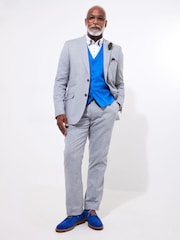 Joe Browns Grey Herringbone Linen Blend Suit Trousers - Image 3 of 5