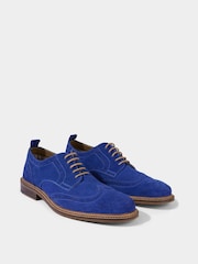 Joe Browns Blue Premium Leather Lace-Up Suede Brogues Shoes - Image 4 of 6