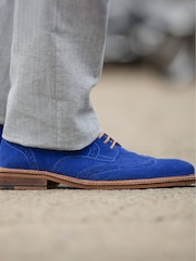Joe Browns Blue Premium Leather Lace-Up Suede Brogues Shoes - Image 6 of 6