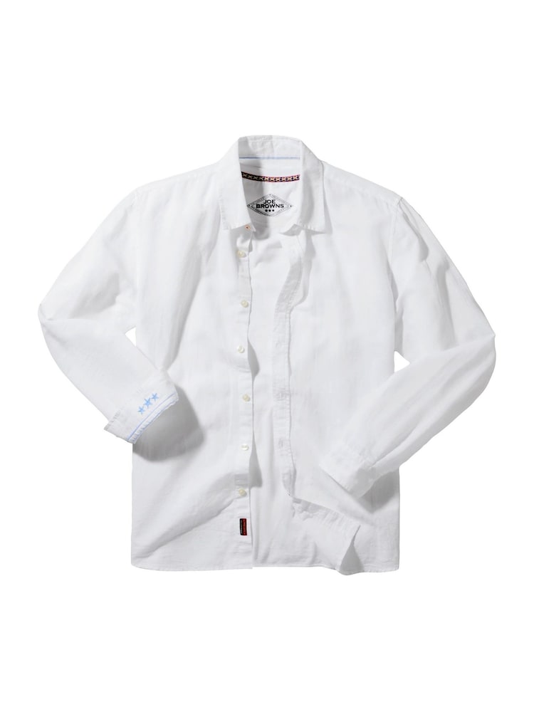 Joe Browns White Linen Blend Long Sleeve Shirt - Image 5 of 5