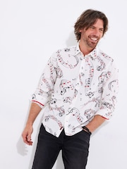 Joe Browns White Music Note Print Long Sleeve 100% Cotton Shirt - Image 3 of 7