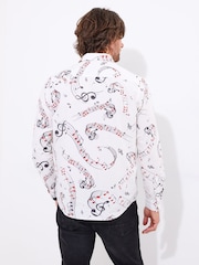 Joe Browns White Music Note Print Long Sleeve 100% Cotton Shirt - Image 4 of 7