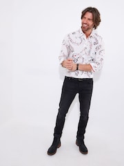 Joe Browns White Music Note Print Long Sleeve 100% Cotton Shirt - Image 5 of 7