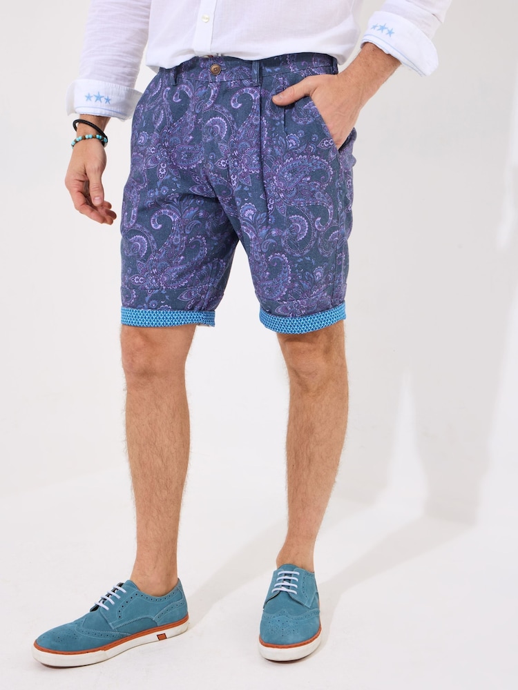 Joe Browns Purple Paisley Print Summer Shorts - Image 1 of 5