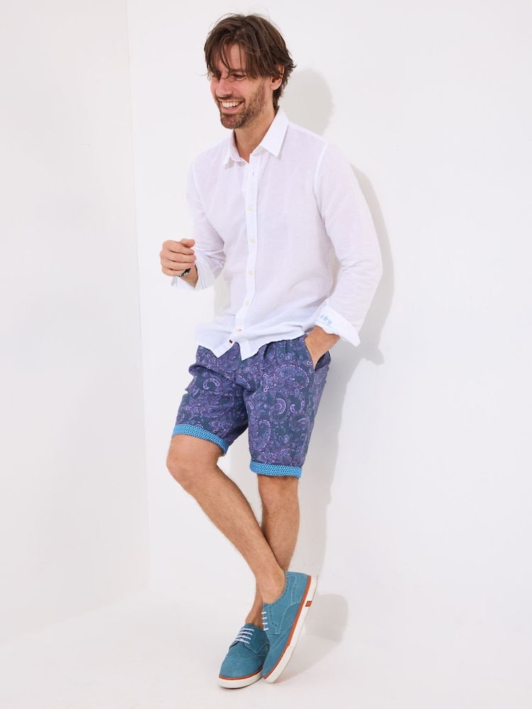 Joe Browns Purple Paisley Print Summer Shorts - Image 2 of 5