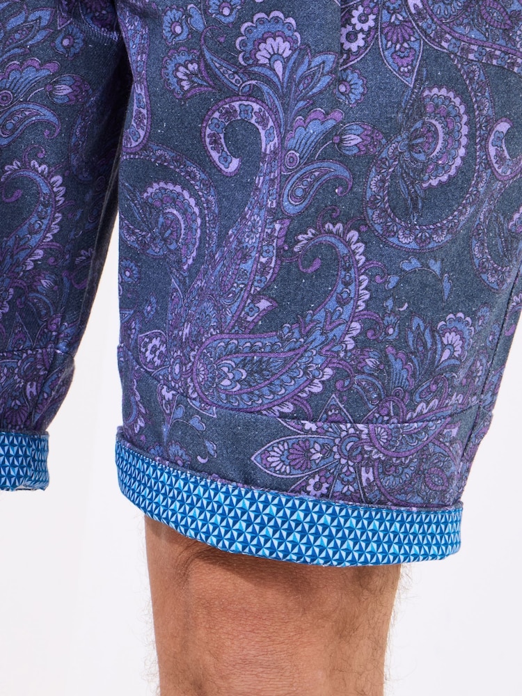 Joe Browns Purple Paisley Print Summer Shorts - Image 3 of 5