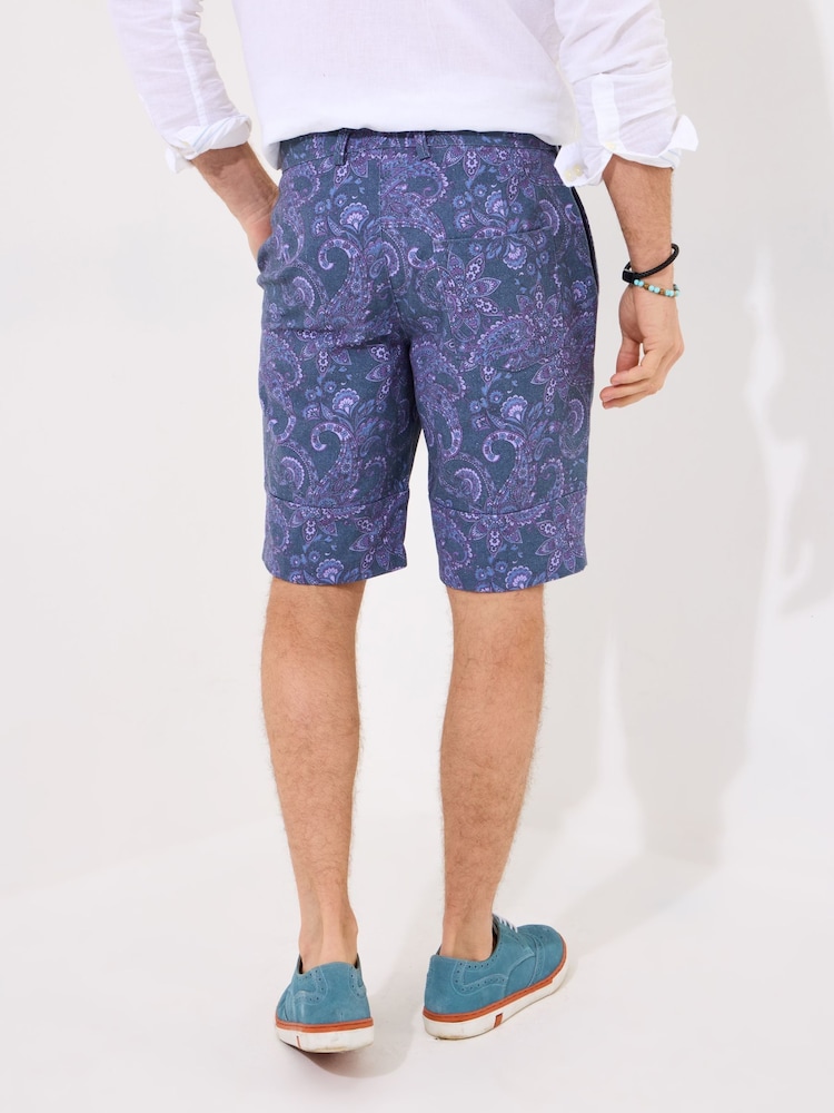 Joe Browns Purple Paisley Print Summer Shorts - Image 4 of 5