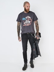 Joe Browns Grey Oil Washed Bike Engine 100% Cotton T-Shirt - Image 1 of 5