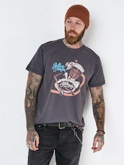 Joe Browns Grey Oil Washed Bike Engine 100% Cotton T-Shirt - Image 2 of 5