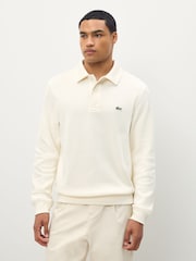 Lacoste Cream Classic Fit Polo Collar Ribbed Polo Shirt - Image 1 of 4