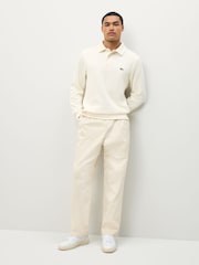 Lacoste Cream Classic Fit Polo Collar Ribbed Polo Shirt - Image 2 of 4