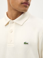 Lacoste Cream Classic Fit Polo Collar Ribbed Polo Shirt - Image 4 of 4