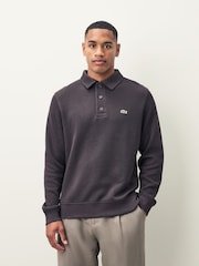 Lacoste Brown Classic Fit Polo Collar Ribbed Polo Sweatshirt - Image 1 of 4