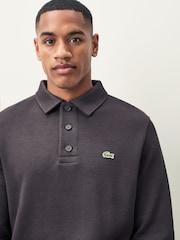 Lacoste Brown Classic Fit Polo Collar Ribbed Polo Sweatshirt - Image 2 of 4