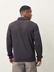 Lacoste Brown Classic Fit Polo Collar Ribbed Polo Sweatshirt - Image 3 of 4
