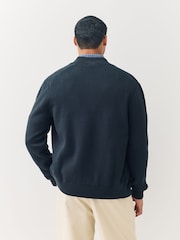 Lacoste Black Bomber Style Wool and Cotton Interlock Sweater - Image 2 of 6