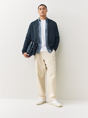 Lacoste Black Bomber Style Wool and Cotton Interlock Sweater - Image 5 of 6