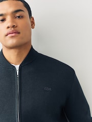 Lacoste Black Bomber Style Wool and Cotton Interlock Sweater - Image 6 of 6