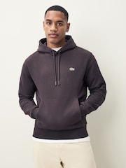 Lacoste Brown Brushed Fleece Hoodie - Image 1 of 4