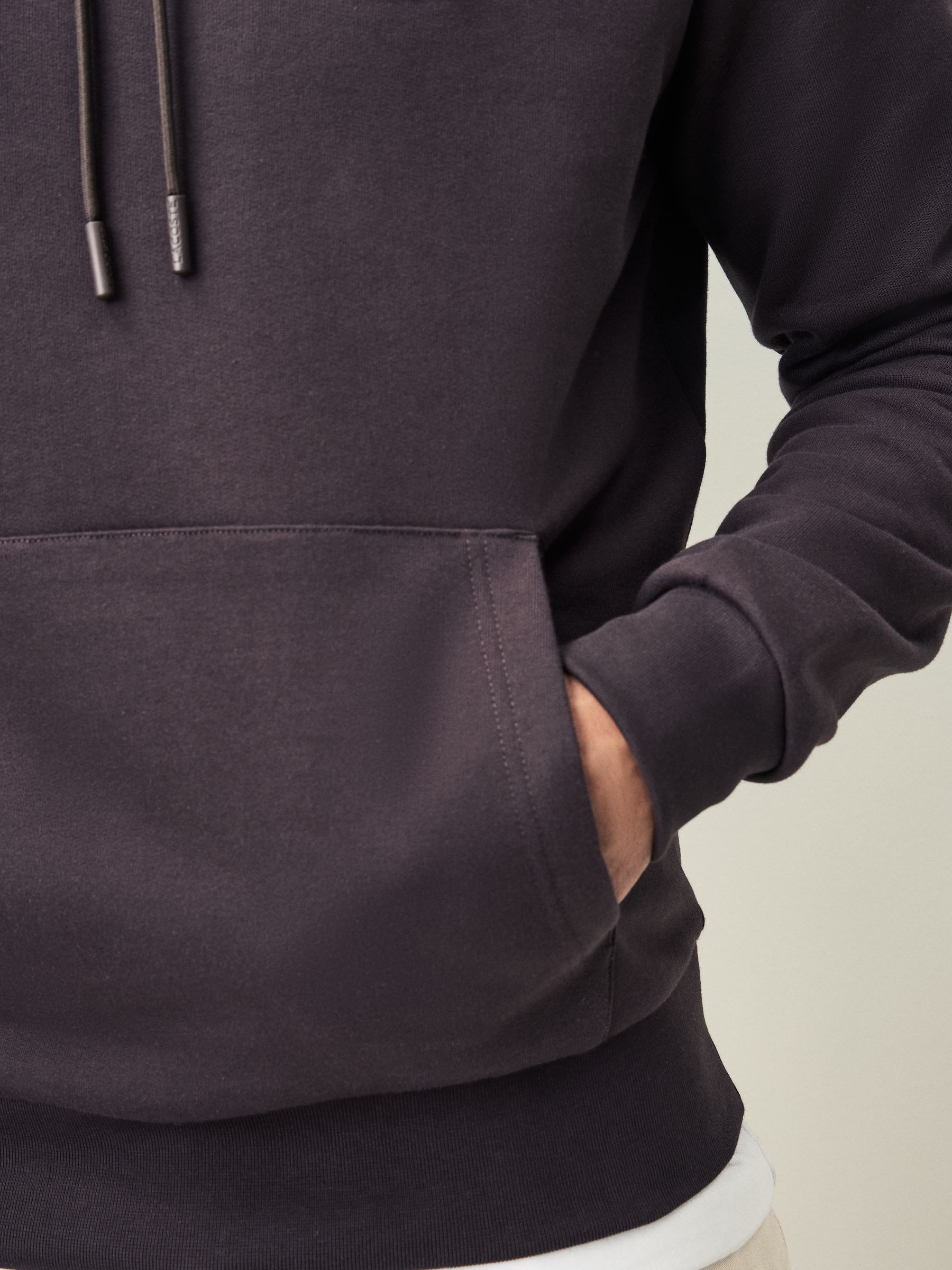 Buy Lacoste Chocolate Brown Logo Cotton Hoodie from Next France