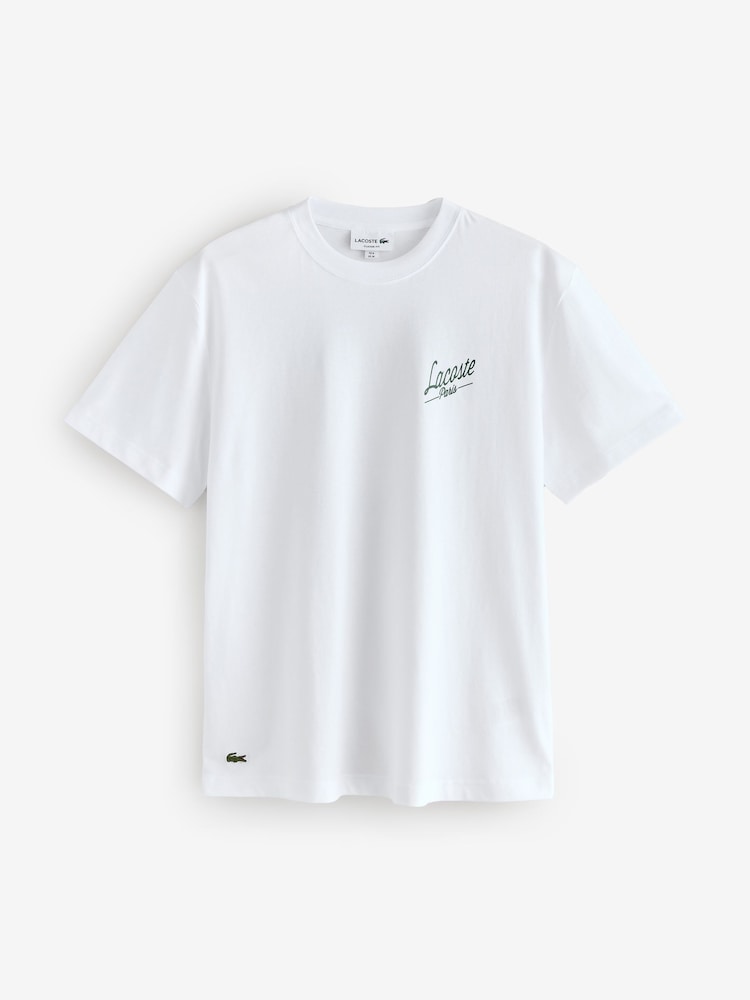 Lacoste Classic Fit Printed White Jersey T-Shirt - Imagen 1 de 2