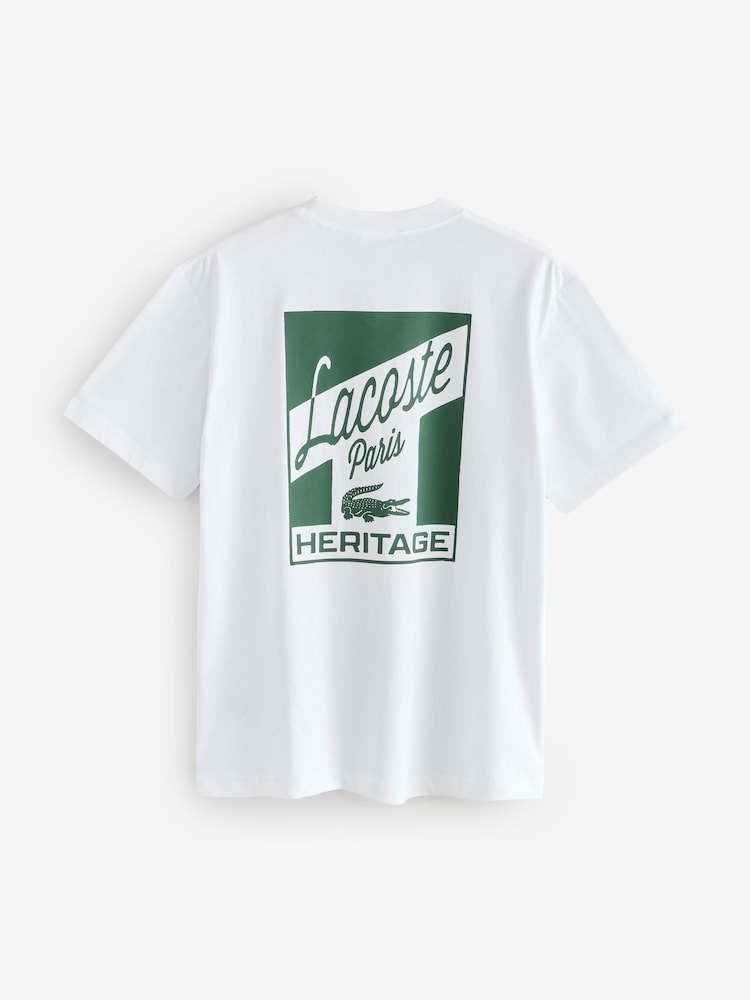 Lacoste Classic Fit Printed White Jersey T-Shirt - Imagen 2 de 2