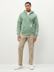 Lacoste Green Brushed Fleece Zip Front Hoodie - Image 2 of 4