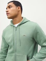 Lacoste Green Brushed Fleece Zip Front Hoodie - Image 4 of 4