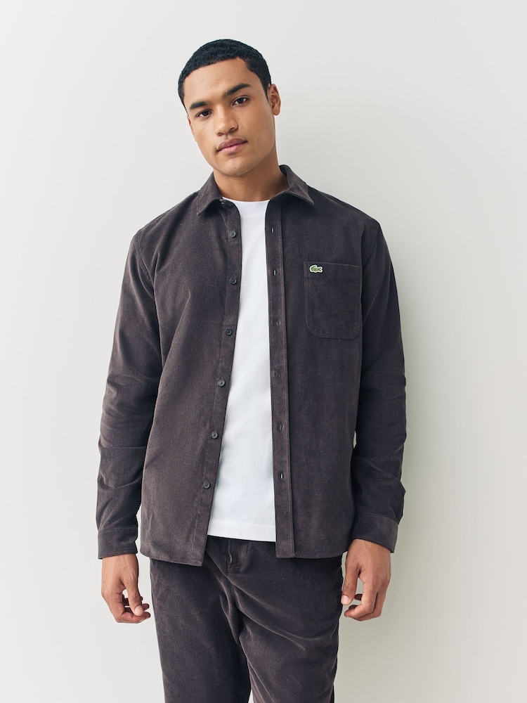 Lacoste Chocolate Brown Lightweight Corduory Shirt - Image 1 of 6 Lacoste Chocolate Brown Lightweight Corduory Shirt - Image 1 of 6