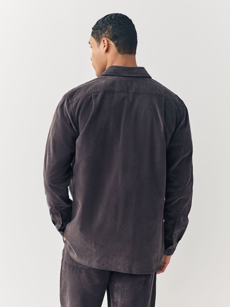 Lacoste Chocolate Brown Lightweight Corduory Shirt - Image 2 of 6 Lacoste Chocolate Brown Lightweight Corduory Shirt - Image 2 of 6