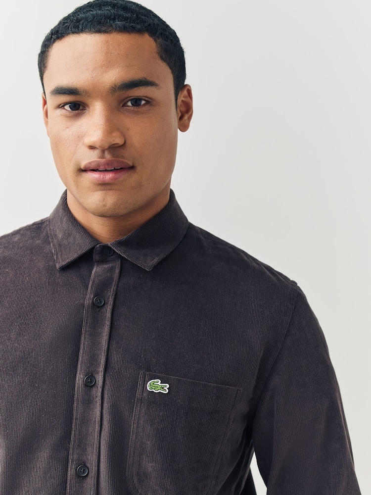 Lacoste Chocolate Brown Lightweight Corduory Shirt - Image 6 of 6 Lacoste Chocolate Brown Lightweight Corduory Shirt - Image 6 of 6