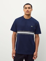 Lacoste Classic Fit Blue French Made Mini-Piqué T-Shirt - Image 1 of 4