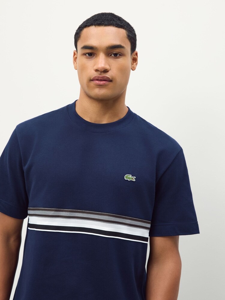 Lacoste Classic Fit Blue French Made Mini-Piqué T-Shirt - Image 4 of 4