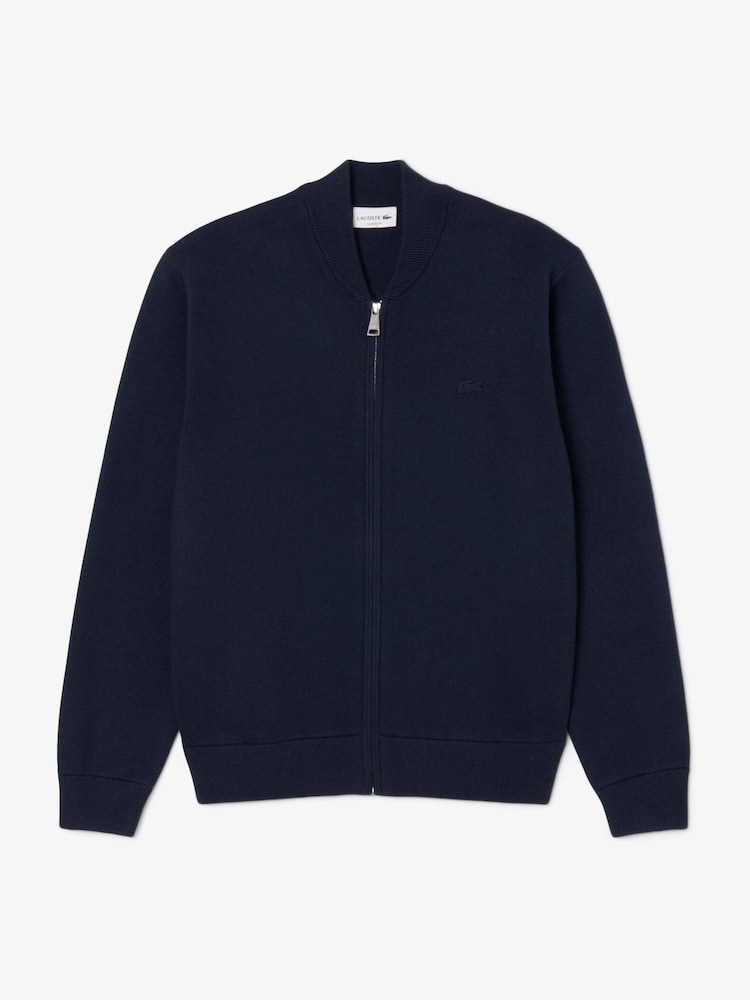 Lacoste Blue Bomber Style Wool and Cotton Interlock Sweater - Image 1 of 2