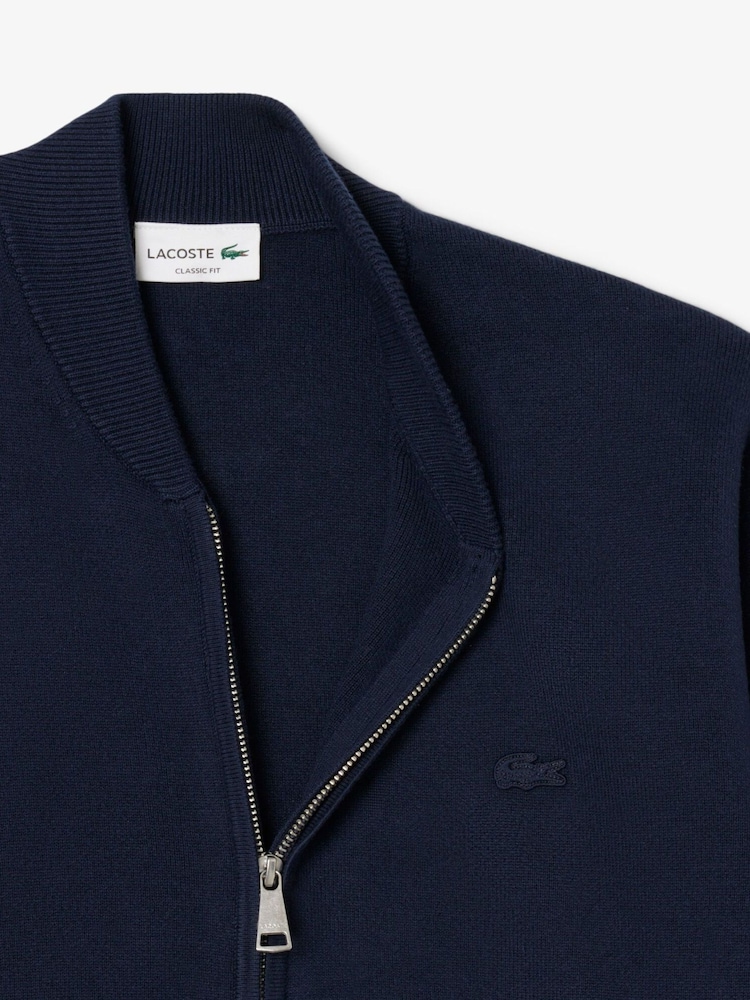 Lacoste Blue Bomber Style Wool and Cotton Interlock Sweater - Image 2 of 2