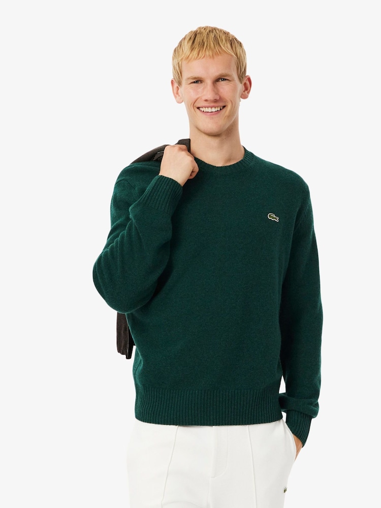 Lacoste Green Carded Wool Jersey Crew Neck Sweater - Image 1 of 6