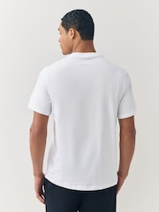 Lacoste White Crocodile Print Cotton Loungewear T-Shirt - Image 3 of 4