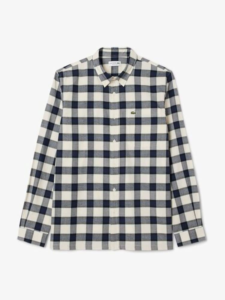 Lacoste Cream Large Check Flannel Shirt - Image 1 of 3